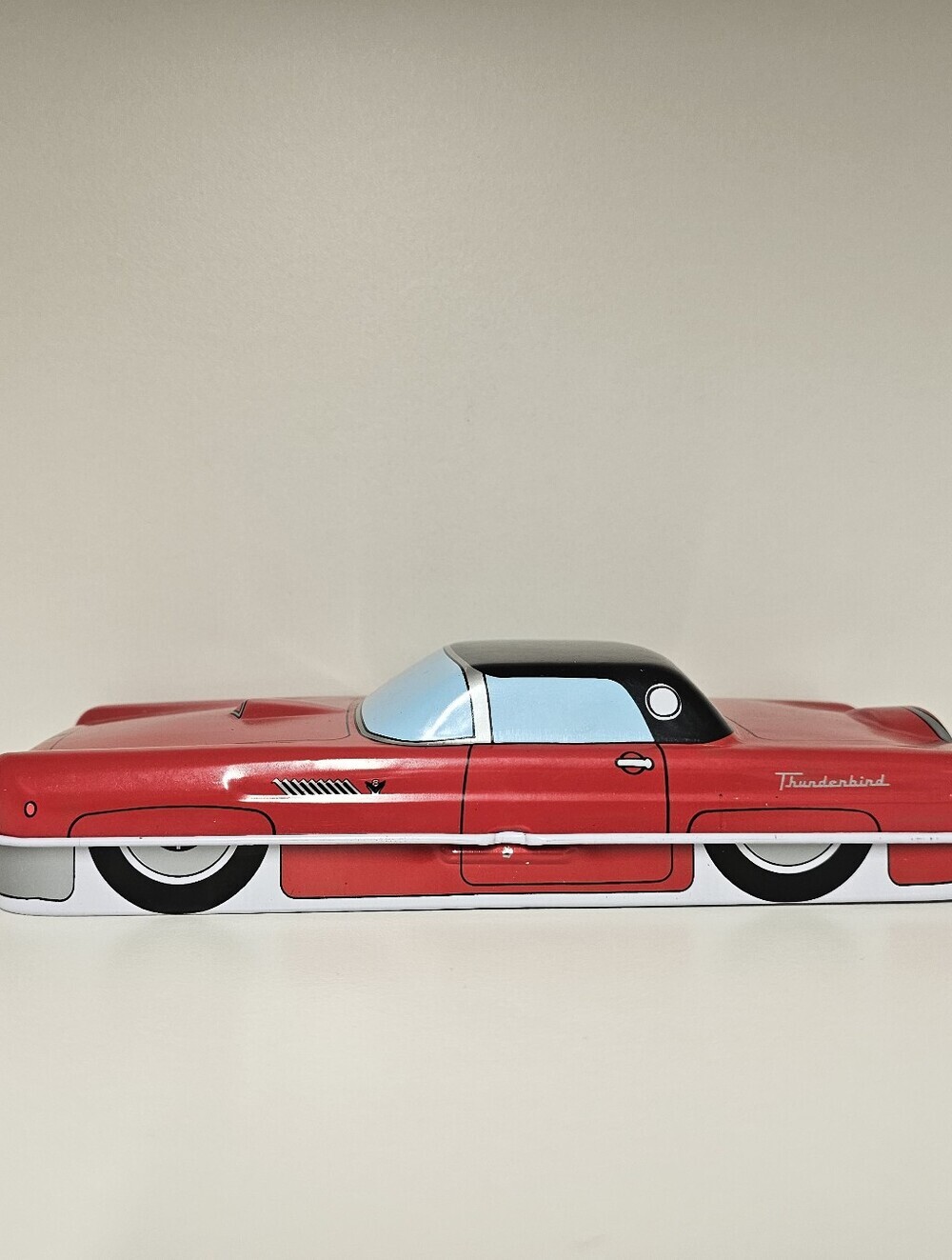 Vintage Rare 1956 Red Thunderbird Car Tin Pencil Box from 1986